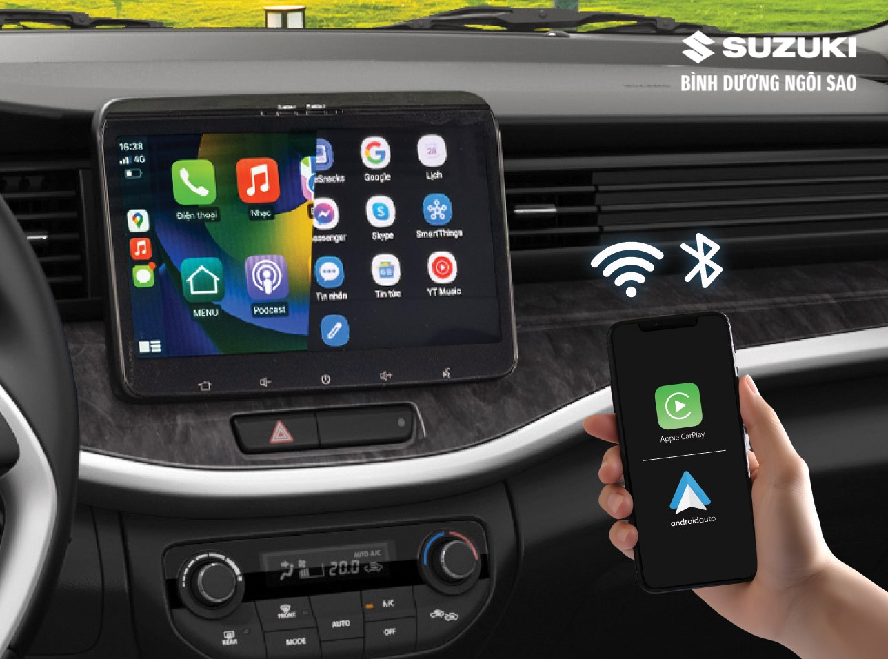 Kết nối không dây Apple Carplay và Android Auto