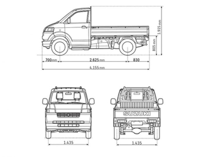 kích thước xe tải suzuki carry pro