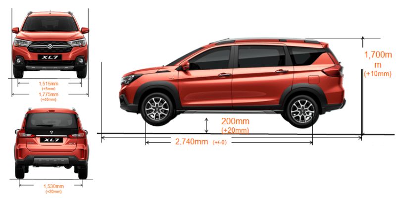 so sanh suzuki xl7 hybrid va suzuki xl7 ve kich thuoc