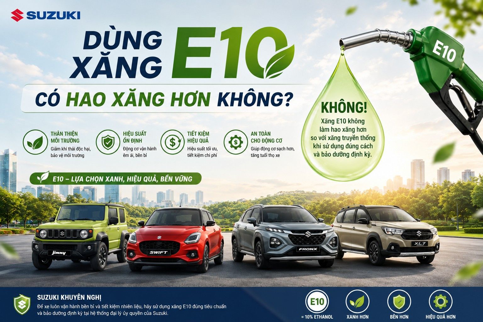Dùng xăng E10 có hao xăng hơn không?